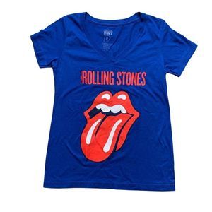 Rolling Stones 2016 Tour V-Neck Royal blue tour t-shirt size small band t-shirt